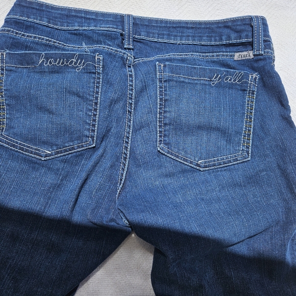 Cinch Women's Blue Boot Cut Jeans with Patterned Detail - Picture 4 of 5